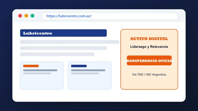 Vista del activo digital estratégico lubricentro.com.ar y transferencia formal